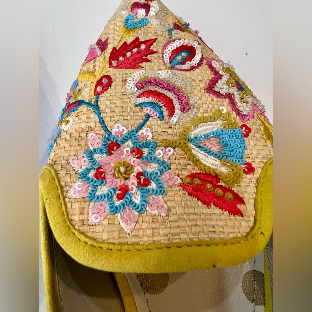 **RARE** Boden Embroidered Rafia Pointed Flats UK 40 - Picture 2 of 8